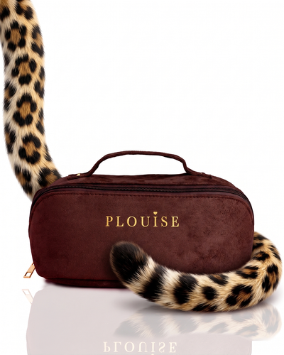 Braune Make-up-Tasche im Cheetah-Modus