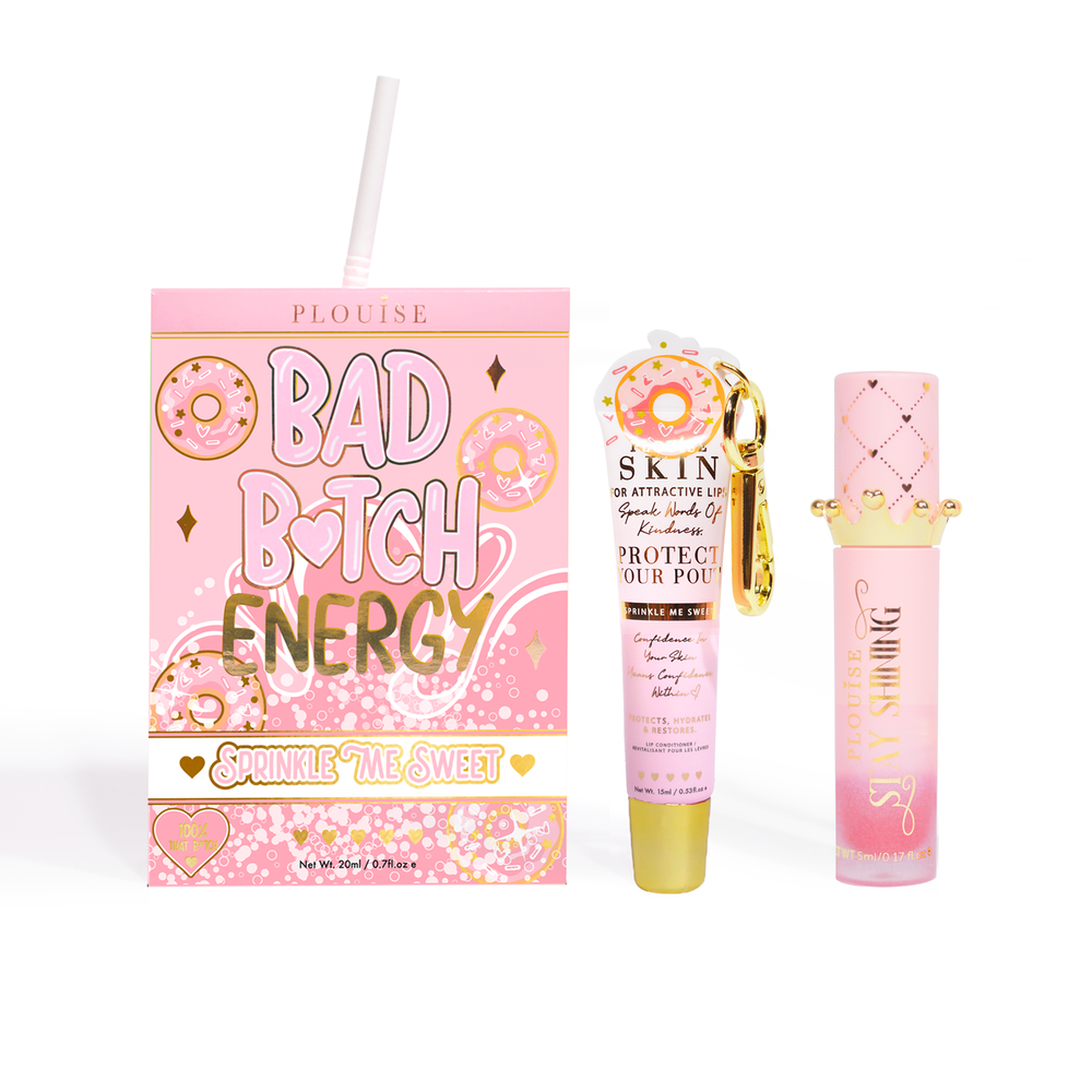 Bad Bitch Energy Lippenpflege- und Lippenöl-Duo – Erdbeere