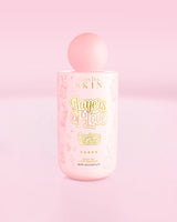 Pink bottle of P.Louise Layers Of Love Milky Oil Body Emulsion in strawberry shortcake scent